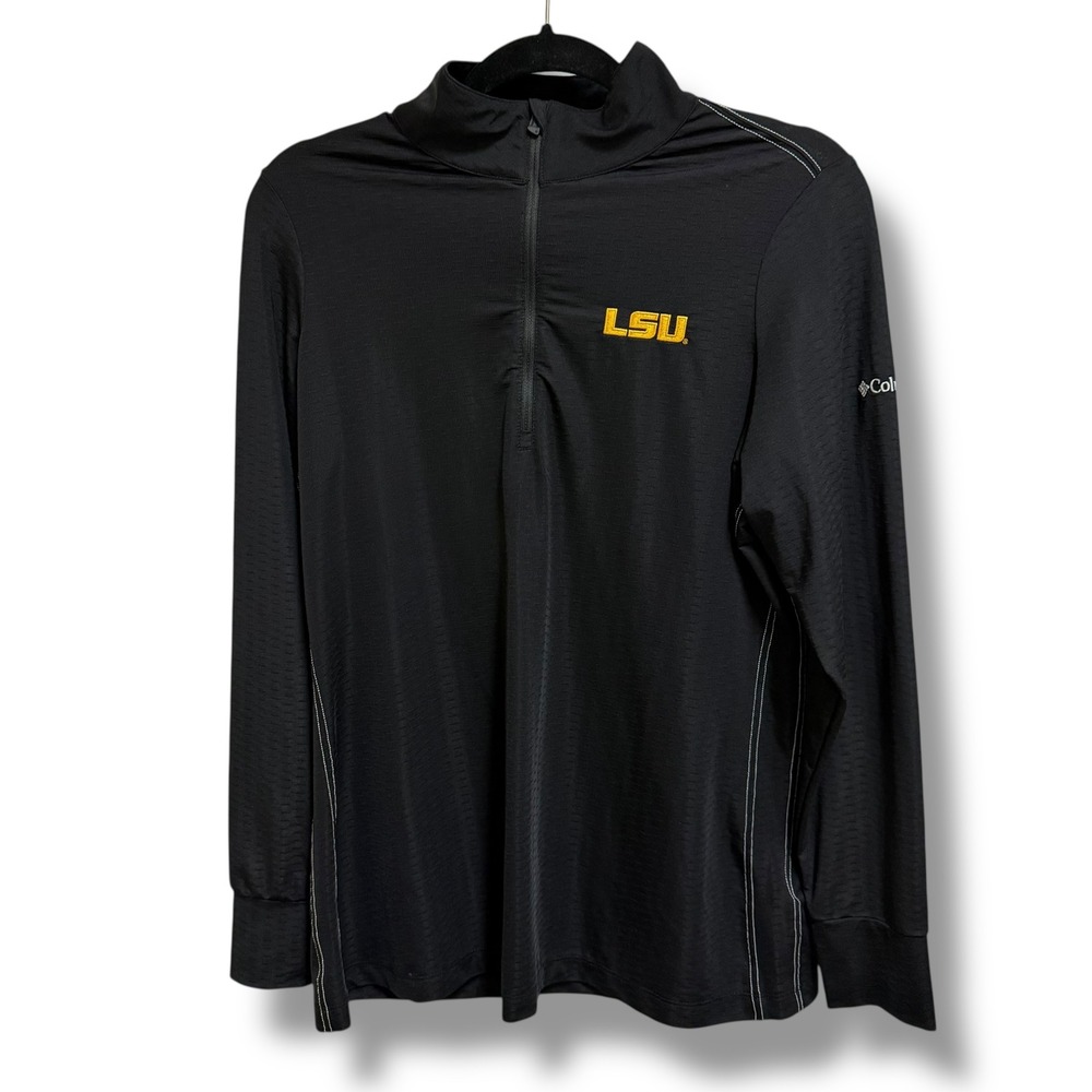 Columbia LSU‎ Tigers Quarter Zip Pullover Black Long Sleeve Golf Shirt Women XL